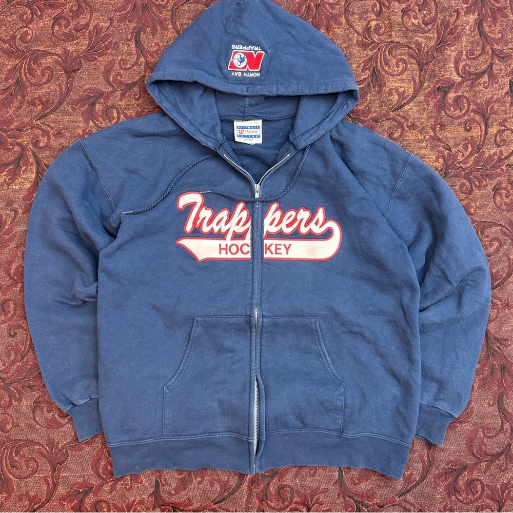 90s North Bay Trappers Hanes Ultimate Cotton Zip Up Hoodie